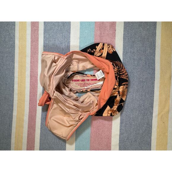 NWOT Tropical Coral + Black Floral One-Piece Swimsuit (Size S) - Picture 7 of 7